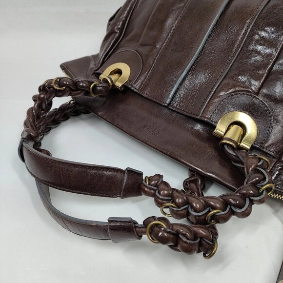 Chloe Dark Brown Leather Shoulder Bag with Gold Accents - Picture 4 of 9